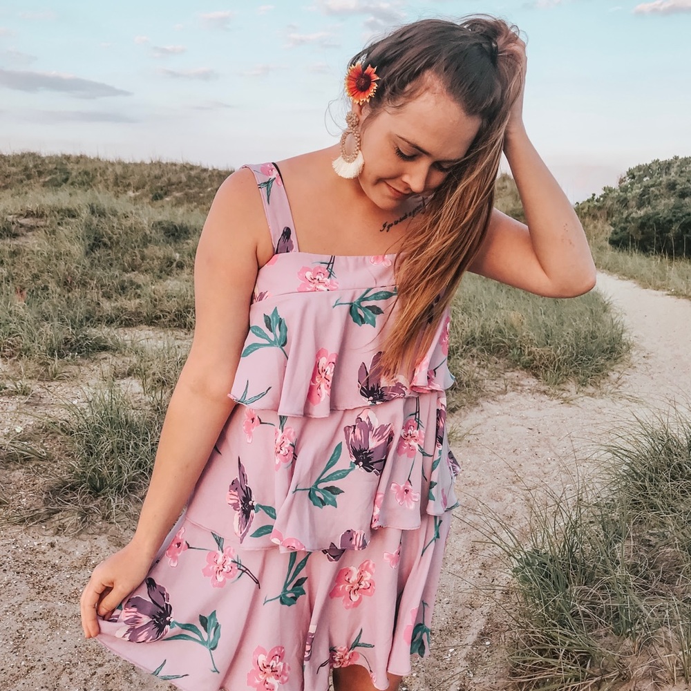 Pink Lily Purple Floral Dress